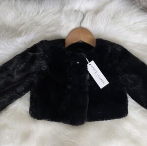 Janie and Jack Black Faux Fur Jacket